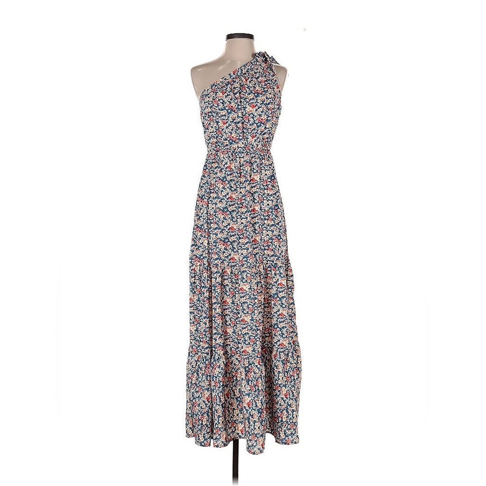 Prettygarden Blue Floral Tiered Knot One Shoulder Maxi Dress - Picture 4 of 10